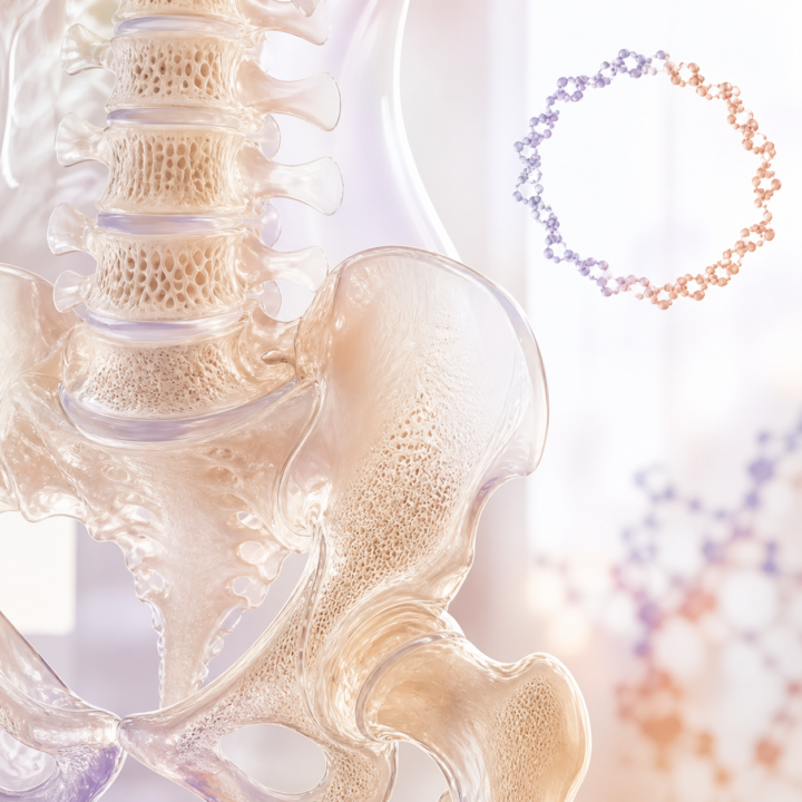 Osteoporozės pažeistas kaulas ir žiedinės RNR biomarkerio vizualizacija
