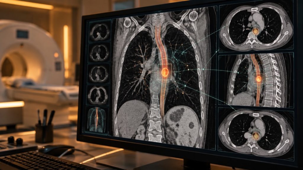 Krūtinės ląstos kompiuterinės tomografijos analizė ieškant ankstyvo stemplės vėžio požymių